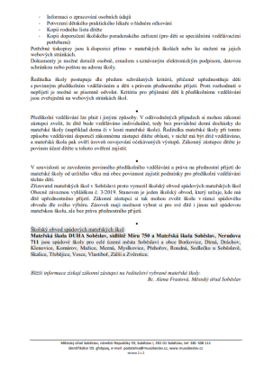 Zápisy do MŠ Soběslav