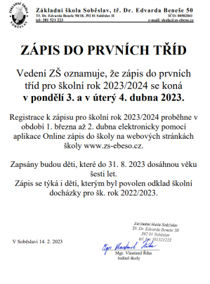 Zápisy do ZŠ